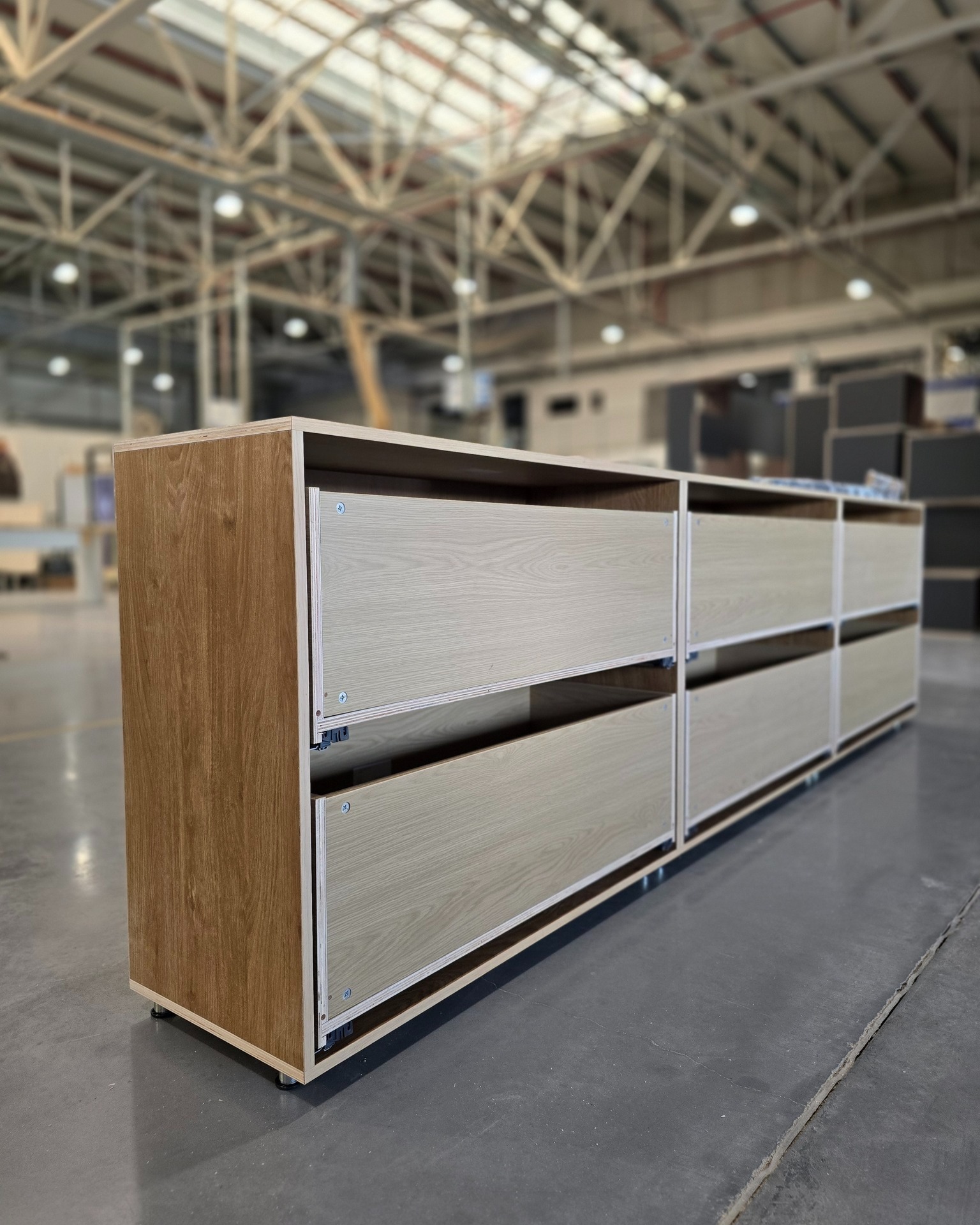Modern oak media console