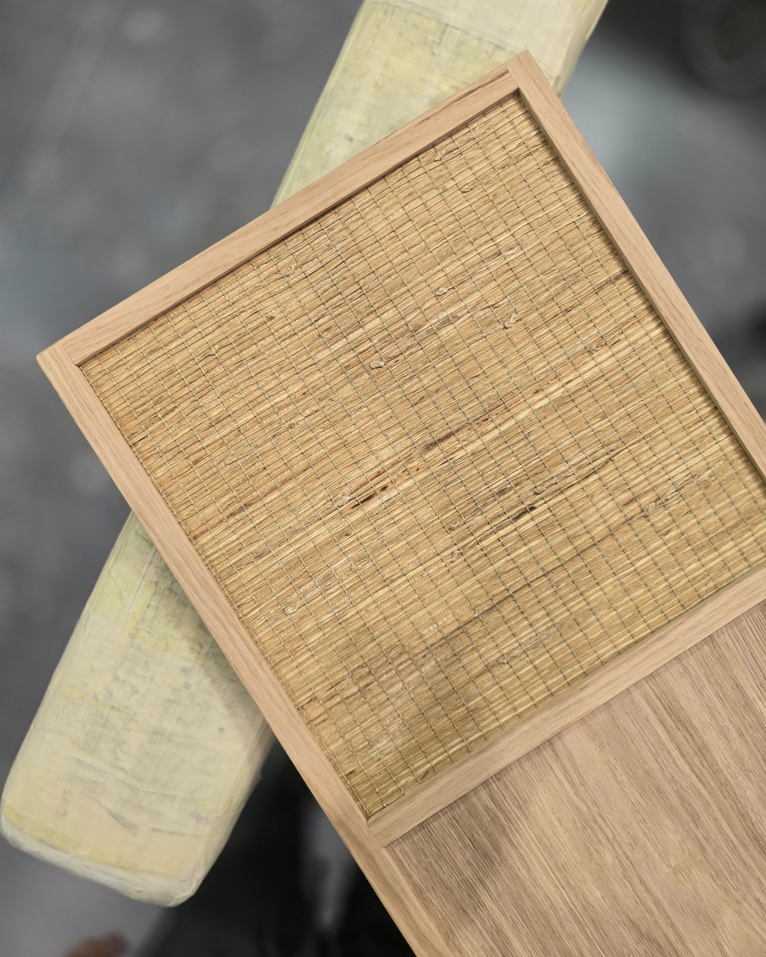 Rattan and oak door detail
